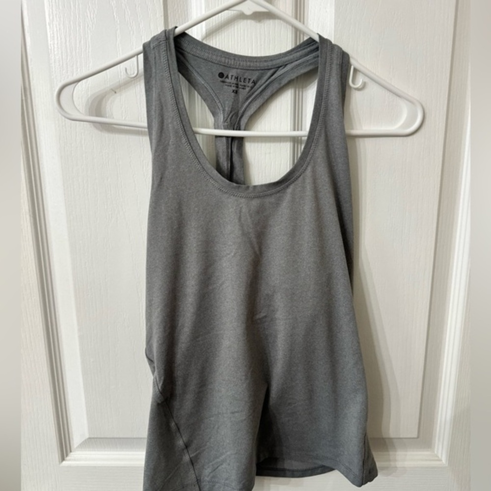 ATHLETA Limitless Heather Keyhole Tank Athletic Top Cut Out Grey Gray Women XS